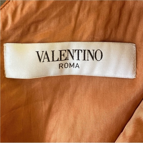 Valentino Roma Dress NWT Deep V Neck with Pleating Detailing in Terracotta - Picture 5 of 9